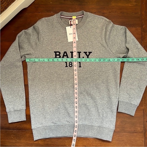NWT Bally 1851 Melange Cotton Embroidered Logo Sweatshirt in Gray - Picture 12 of 16